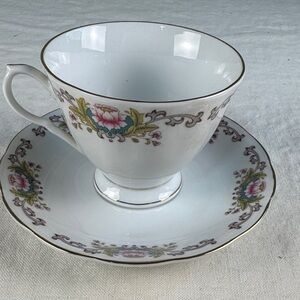 Vintage Floral Teacup and Saucer Set